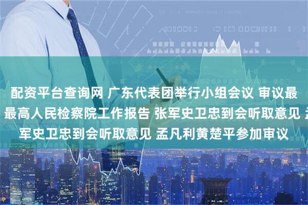 配资平台查询网 广东代表团举行小组会议 审议最高人民法院工作报告、最高人民检察院工作报告 张军史卫忠到会听取意见 孟凡利黄楚平参加审议